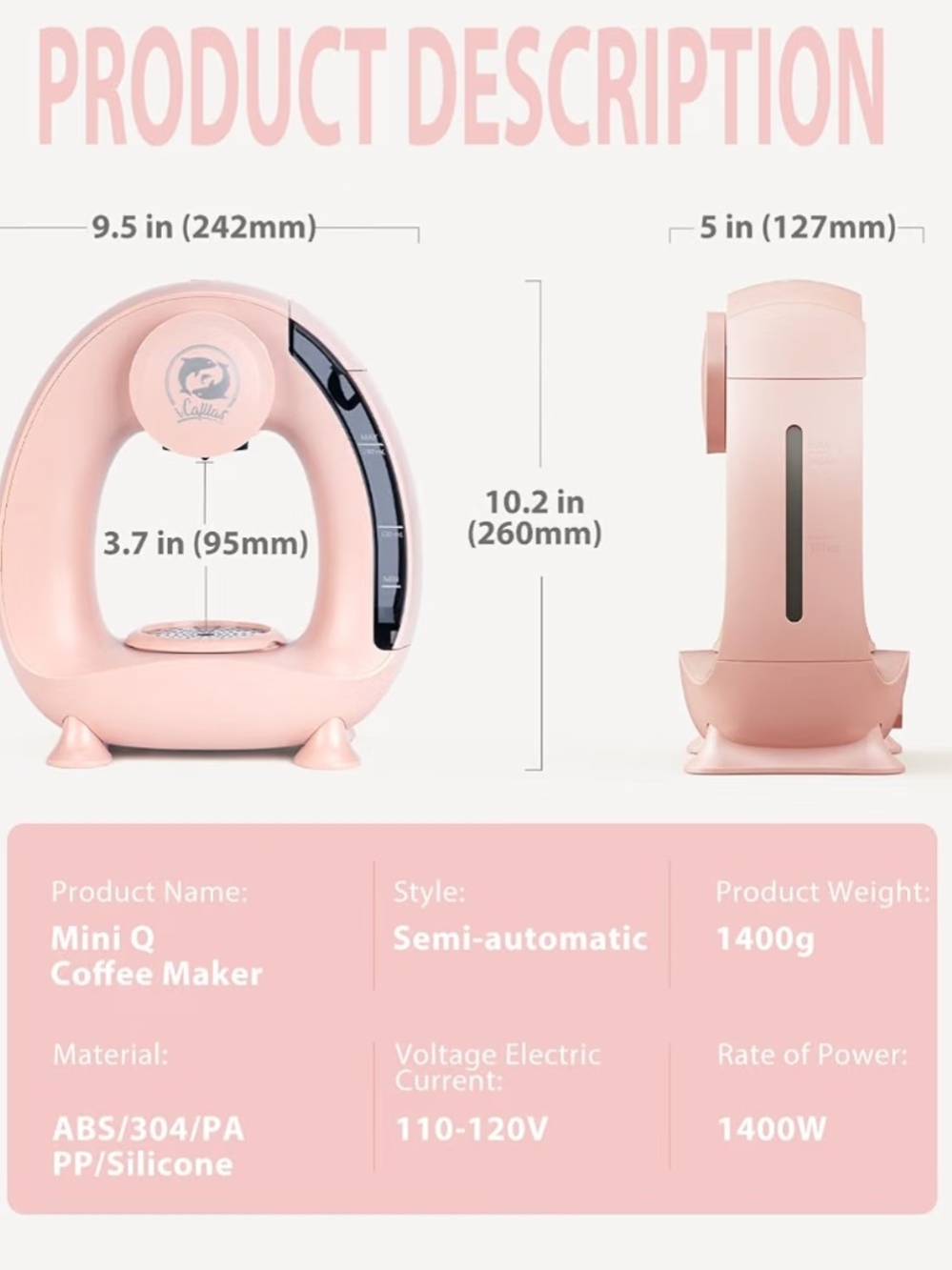 Single-Serve Coffee Maker - Compact Home Brewer-Pink New - Picture 8 of 10